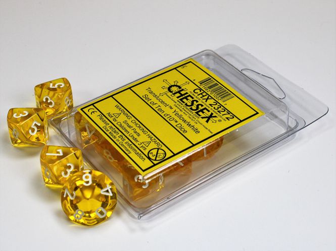 Hovedbilde Translucent Yellow/white Set of Ten d10s