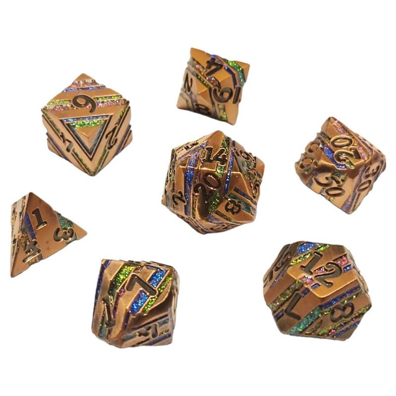 Bulkhead Metal Copper Rainbow Dice Set (7)