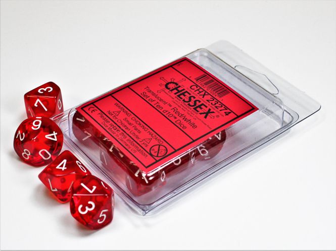 Hovedbilde Translucent Red/white Set of Ten d10s